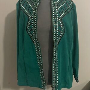 Bob Mackie Art to Wear Embroidered zip front jacket size medium